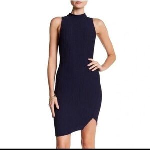 ASTR The Label Mock Neck Sleeveless Navy Ribbed Bodycon Dress Size Large